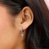 Camilla Silver Crystal Cross Huggie Hoops