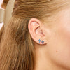 Camilla Cross Stud Earrings Silver & Blue
