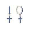 Camilla Silver Blue Cross Huggie Earrings