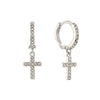 Camilla Silver Crystal Cross Huggie Hoops