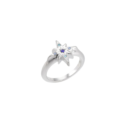 Caro Silver Blue Star Ring