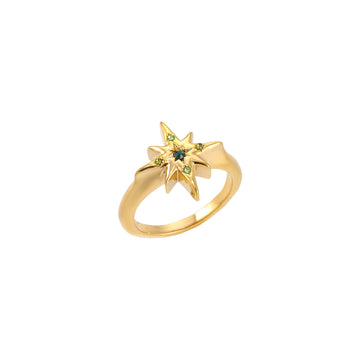 Caro Gold Green Star Ring