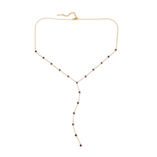 India Droplet Necklace Gold & Dark Blue