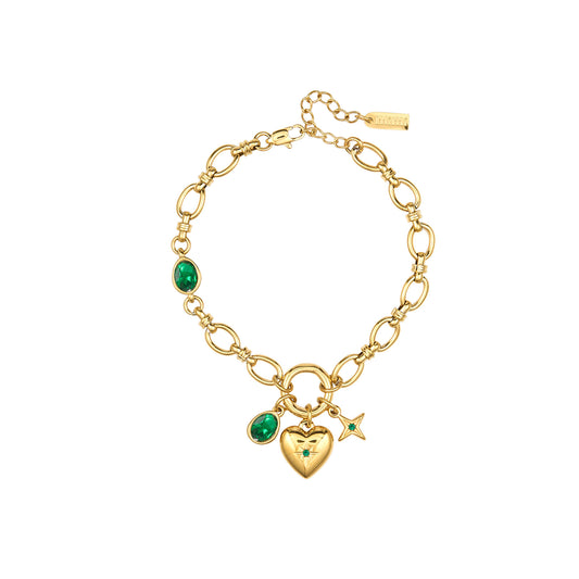 Charli Green Gold Charm Bracelet
