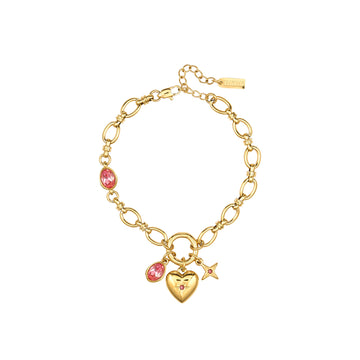 Charli Pink Gold Charm Bracelet