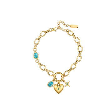 Charli Turqouise Gold Charm Bracelet