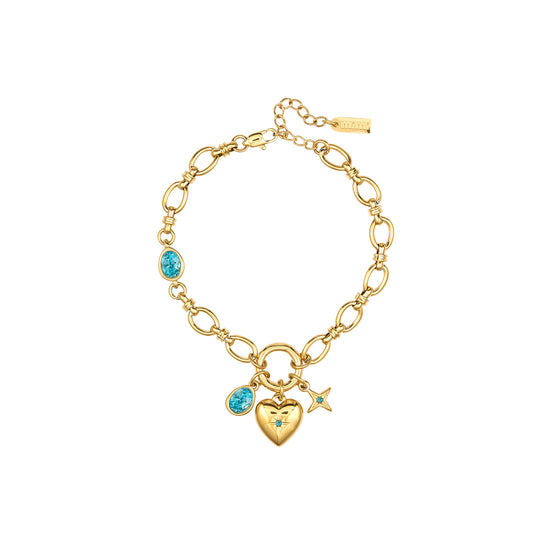 Charli Turqouise Gold Charm Bracelet