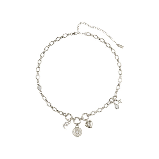 Chloe Crystal Silver Charm Necklace