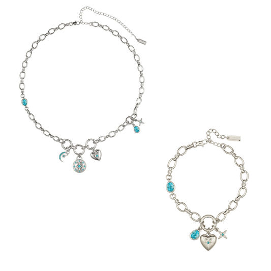 The Chloe & Charli Set - Silver & Turquoise