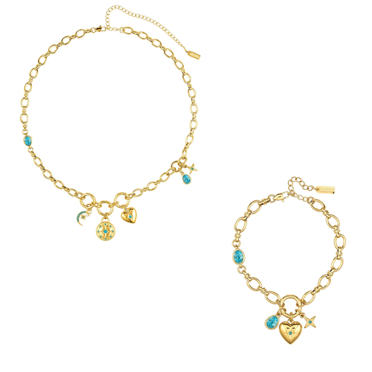 The Chloe & Charli Set – Gold & Turquoise