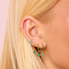 Camilla Gold Green Cross Stud Earrings