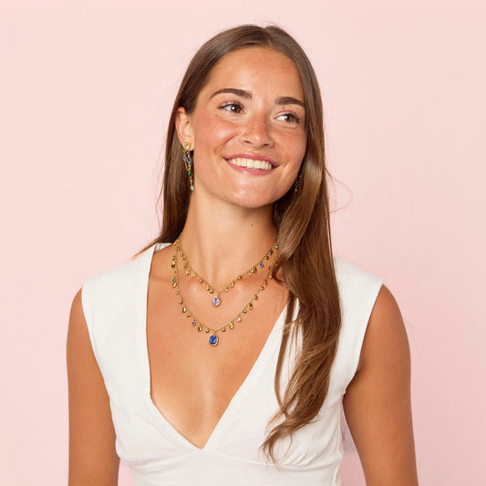 Anais Gold Rainbow Droplet Stacking Necklace