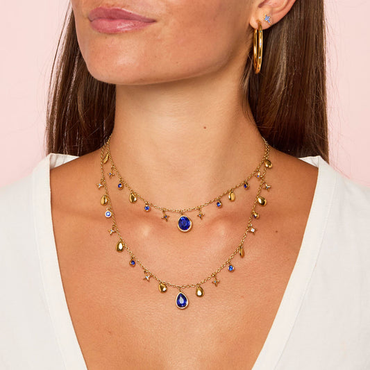 Florence Gold Blue Star Stacking Necklace