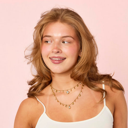 Kezia Gold Crystal Star Stacking Necklace