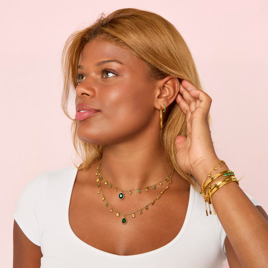 Kezia Gold Green Star Stacking Necklace