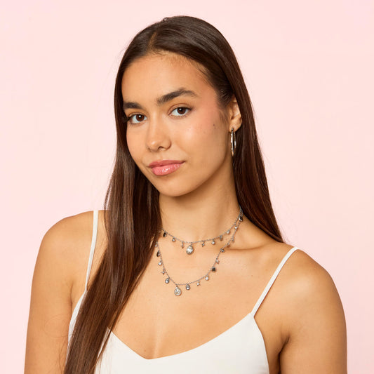 Florence Silver Crystal Star Stacking Necklace