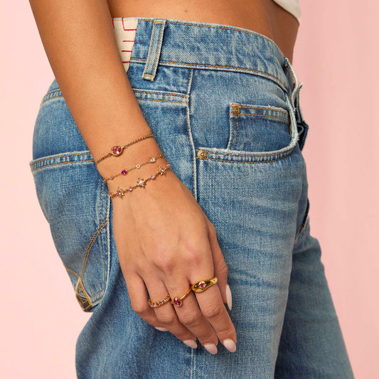 Maia Gold Pink Star Bracelet
