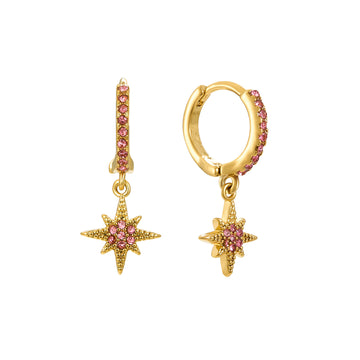 Cosima Gold Pink Star Huggie Earrings
