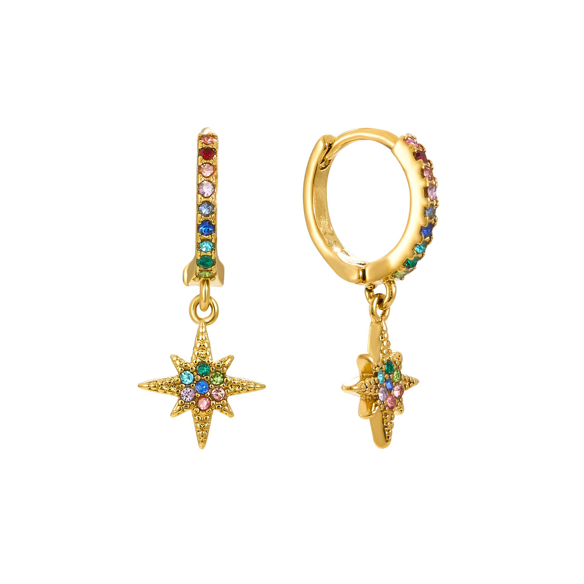 Cosima Rainbow Star Huggie Earrings