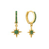 Cosima Green Gold Star Huggie Earrings