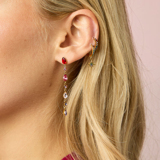 Cosima Gold Rainbow Star Huggie Earrings