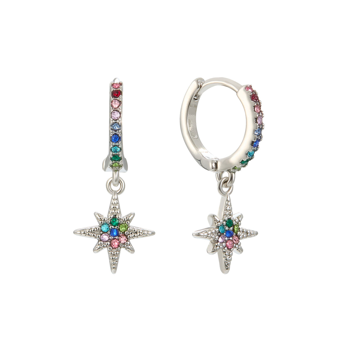 Cosima Rainbow Star Huggie Earrings