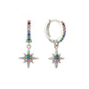 Cosima Rainbow Silver Star Huggie Earrings