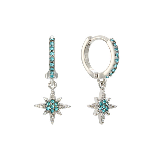 Cosima Silver Turquoise Star Huggie Earrings