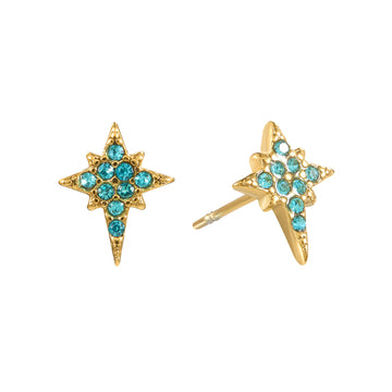 Cosima Star Stud Earrings Gold & Turqouise