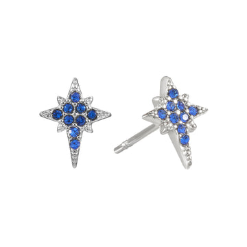 Cosima Star Stud Earrings Silver & Blue