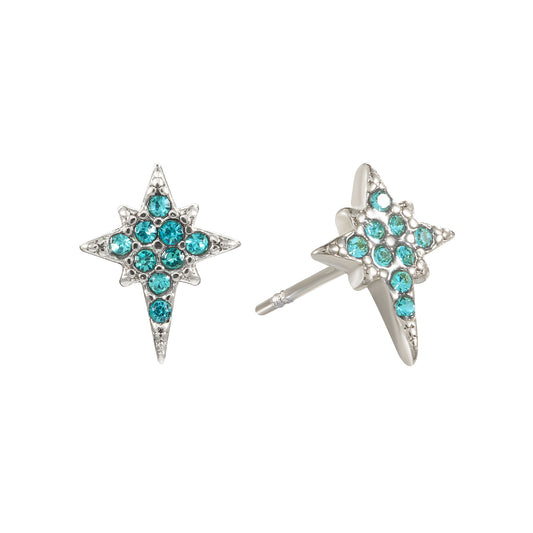 Cosima Star Stud Earrings Silver & Turqouise