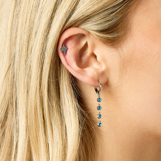 Cosima Star Stud Earrings Silver & Turqouise