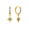 Cosima Turquoise Gold Star Huggie Earrings