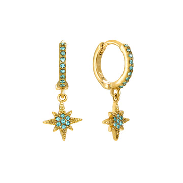 Cosima Turquoise Gold Star Huggie Earrings