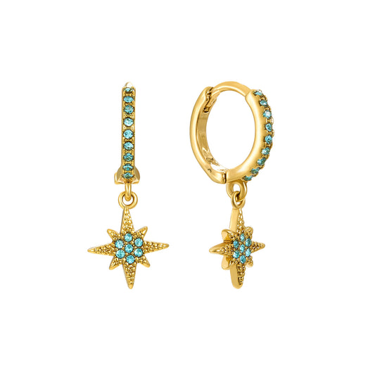 Cosima Turquoise Gold Star Huggie Earrings