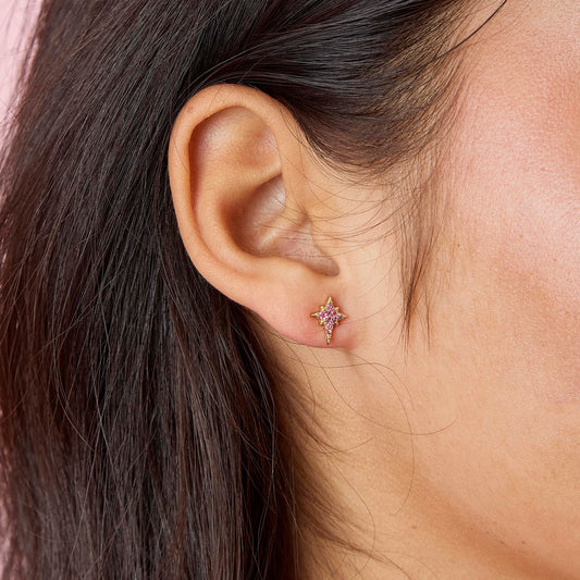 Cosima Star Stud Earrings Gold & Pink