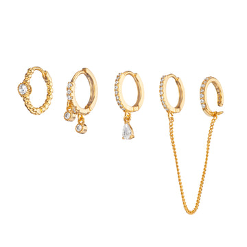 Anna Gold Crystal Huggie Earring Stacker Set