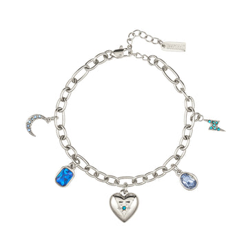 Daisy Blue Silver Charm Bracelet