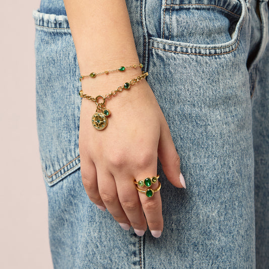 Kate Green Gold Double Stack Ring Size L