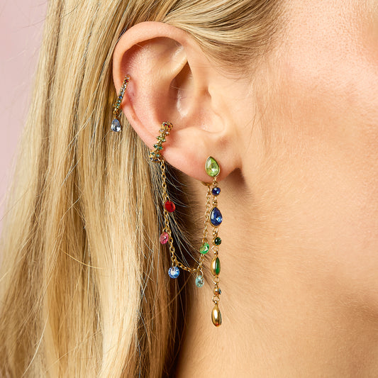 Freya Rainbow Gold Droplet Statement Studs