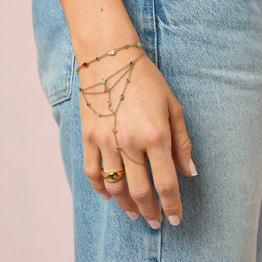 Kareena Rainbow Gold Hand Chain