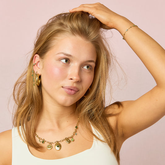 Petra Gold Multi-Green Chunky Star Hoops