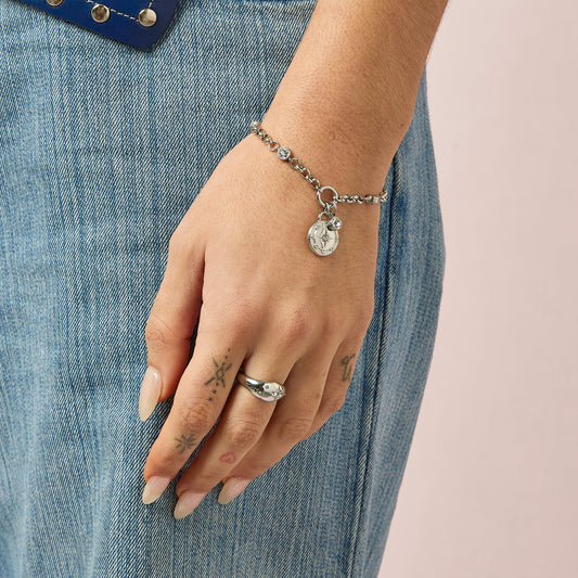 Gigi Crystal Silver Charm Bracelet