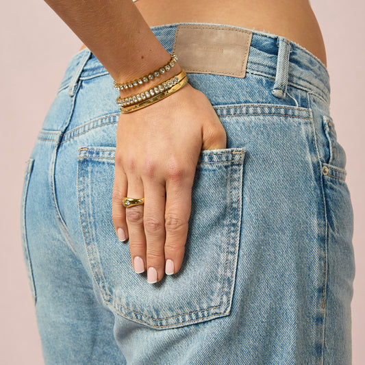 Amelia Crystal Gold Star Bangle