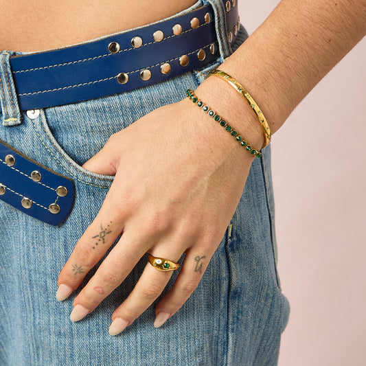 Amelia Green Gold Star Bangle
