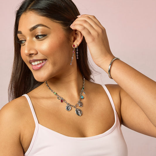 Etalie Rainbow Silver Charm Necklace