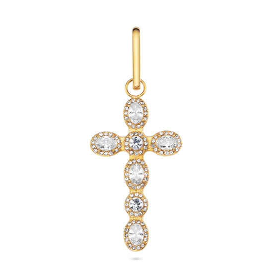 Phoebe Crystal Gold Cross Pendant Charm