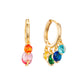 Iris Rainbow Gold Waterfall Droplet Huggie Earrings