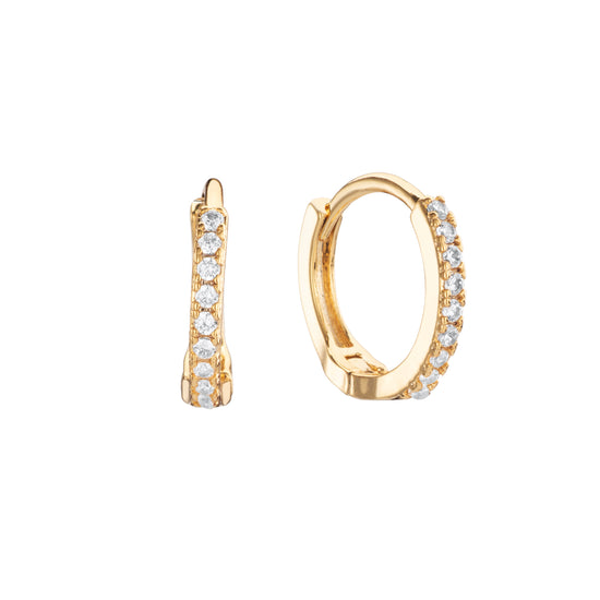 Evie Crystal Gold Huggie Earrings