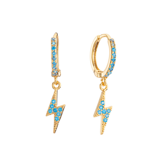 Talitha Turquoise Gold Lightning Bolt Huggie Earrings
